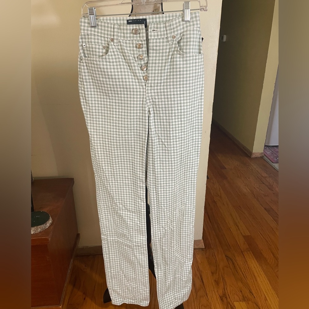 ASOS Gingham Print High Rise Tall Jeans